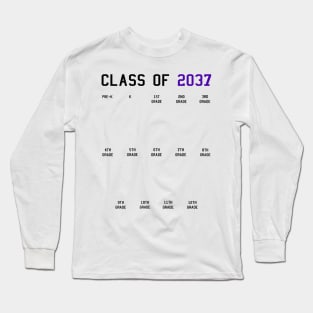 Class of 2037 Grow with Me Graduation First Day Handprints Long Sleeve T-Shirt